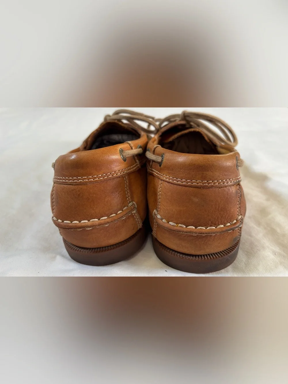 Bass & Co Men’s Leather Boat Shoes Brown Lace Up Moc Toe Size 10.5 M